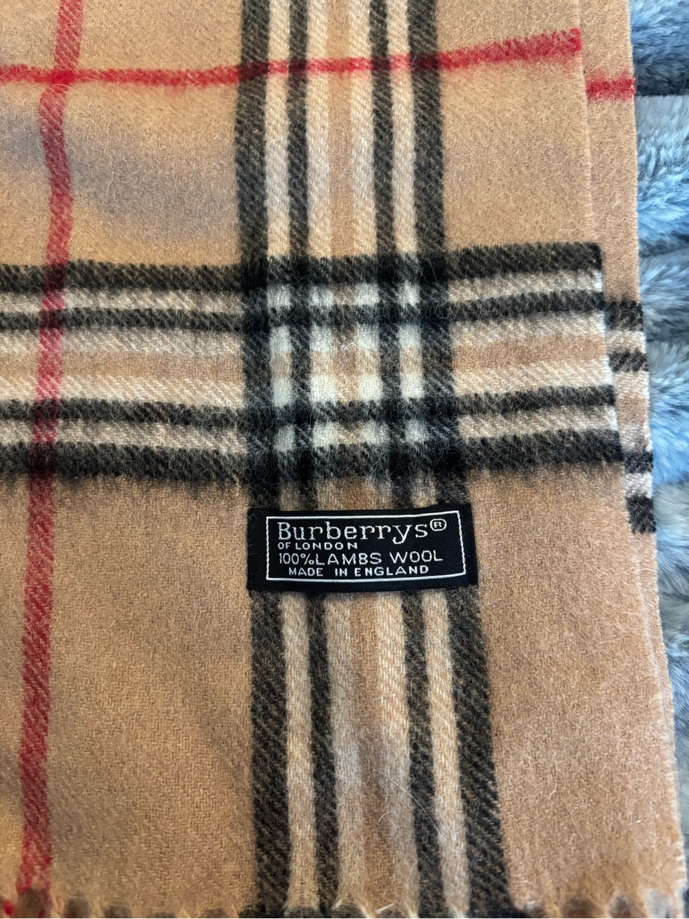 Burberry Beige Black and Red Check Wool Scarf - Picture 2 of 4